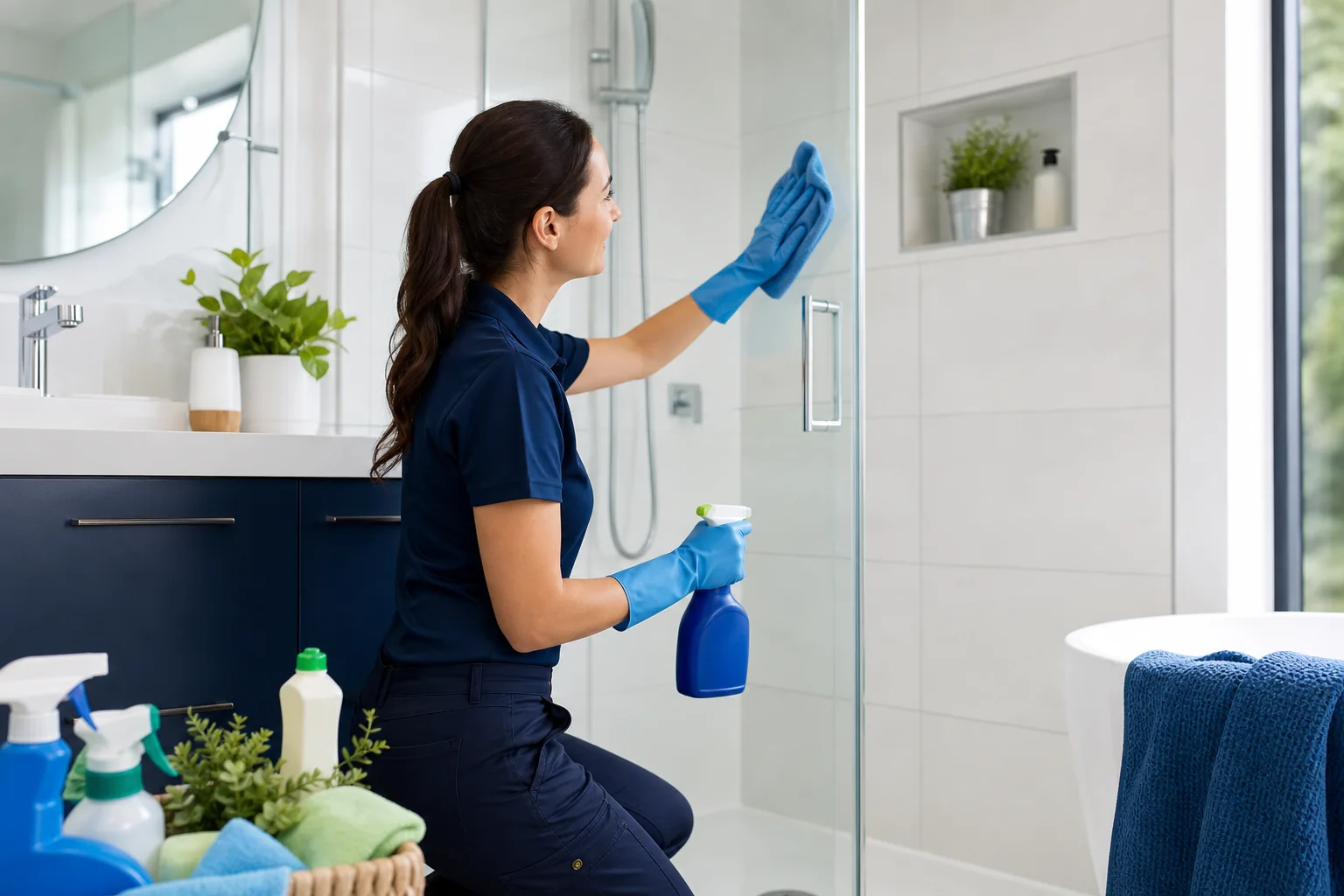 Detailed bathroom deep cleaning by Canterbury Cleaners